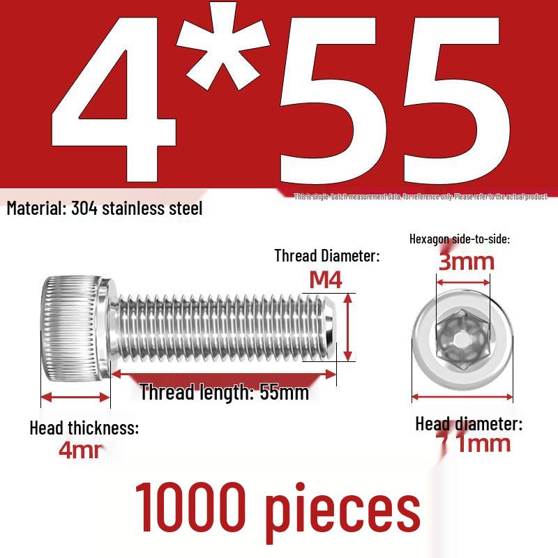 304 Stainless Steel Hex Socket Head Cap Screws, M2-M10, Extended Length