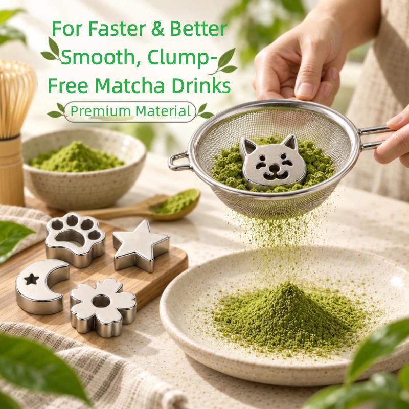 3Pcs Stainless Steel Matcha Sifter Set With Multiple Cute Shape Molds And Fine Mesh Perfect For Home Baking Matcha Making Coffee