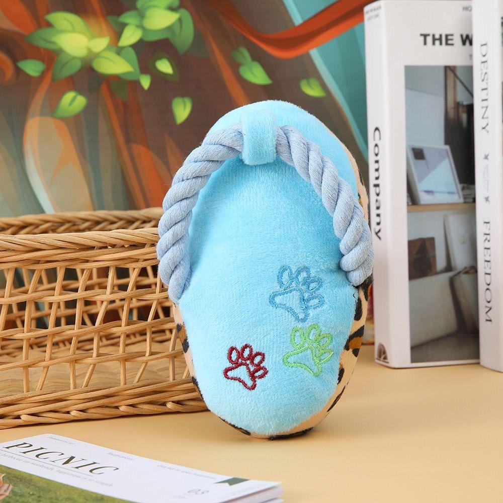 Cotton Rope Plush Squeaky Slipper Chew Toy For Small Medium Dogs