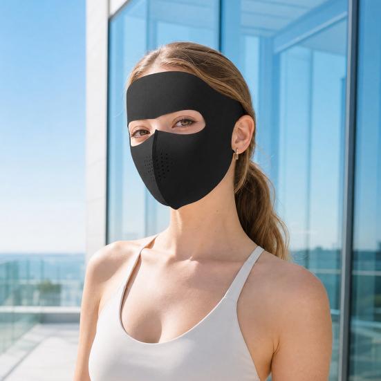 Soft Ice Silk Face Guard, Full Face Wrapping Face Protector, Breathable Holes Face Shield with Elastic Ear Loop for Outdoor Cycling Hiking Fishing