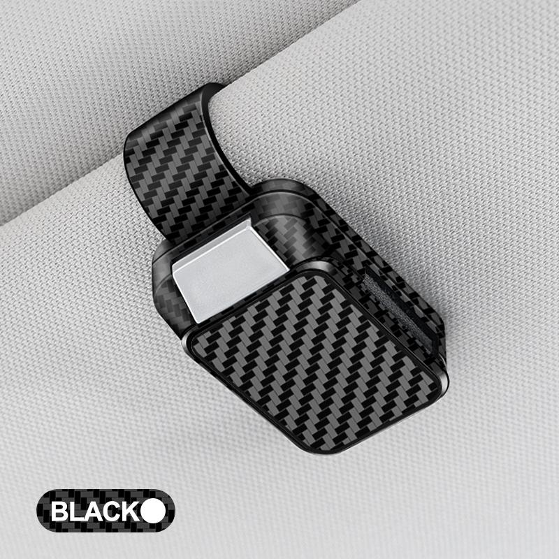 Sun Visor Storage Sun Visor Glasses Holder Eyeglasses Buckle Glasses Holder in Carbon Fiber Car Sunglasses Clip As Picture Show чёрный