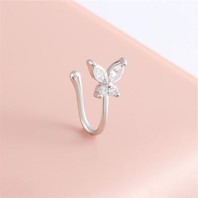 טבעת נזם פרפר טרנדית קליפס בצורת U טבעת נזם ניתנת לכיפוף לנשים בנות קליפס לאף ללא פירסינג מתנות