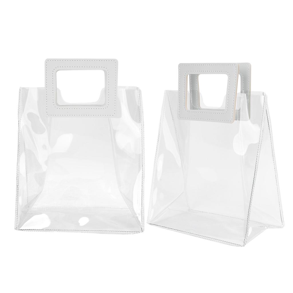 2pcs Bags Transparent Gift Bag Sturdy Bottom Handbag for Birthday Christmas Gift Packaging (S)
