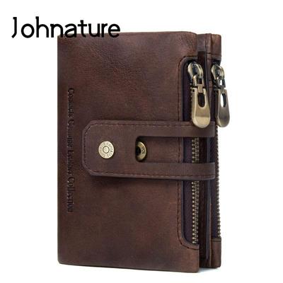 Echtes Leder-Geldbörse, Crazy Horse, Unisex, Vintage-Stil, natürliches Rindsleder, kurze Geldbörsen, Herren- und Damen-Geldbörse