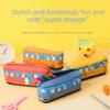 Zipper Closure School Bus Pencil Case Canvas Material Stationery Box Pen Bag  Storage Use