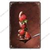 Chocolate Girl Poster Vintage Metal Plate Cartoon Ice Cream Strawbarry Metal Tin Signs Wall Decor Dessert House Bakery Kids Room