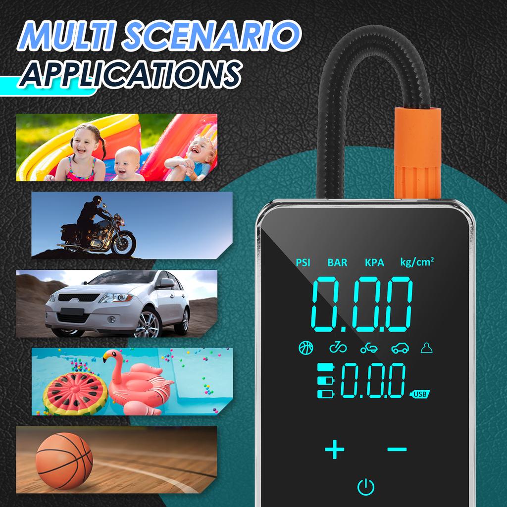 Tire Inflator 150PSI Cordless Air Compressor with Light 18000mAh Electric Bicycle Car Tire Pump with Touch Screen Pressure Gauge