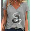 Fashion Spring  Love Print Blouses Short Sleeved V-Neck T Shirts Casual