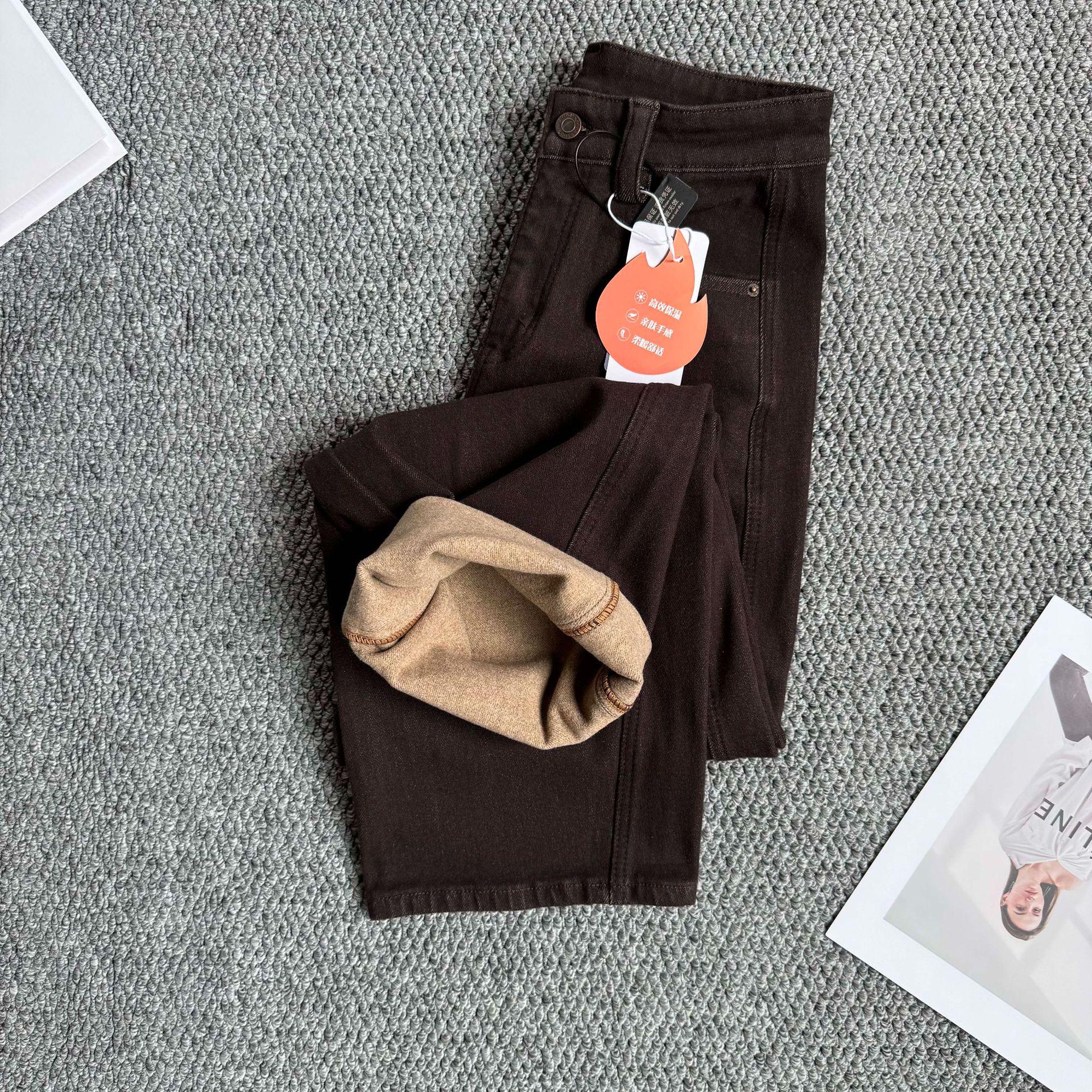 

Melanoid Brown Women s Flocked Scythe Pants - Winter 2025 Loose Fit Warm Streetwear Jeans 29