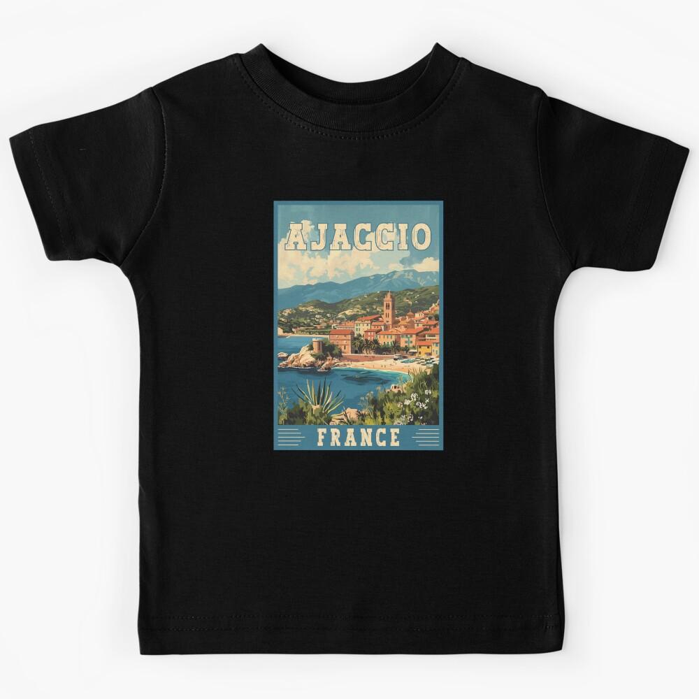 Ajaccio In France Mediterranean Paradise Travel Art Kids T-Shirt 110