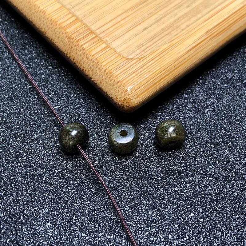 Gold Obsidian Spacer Bead for Wood Carving Bracelets, Agate Loose Beads, DIY Accessories