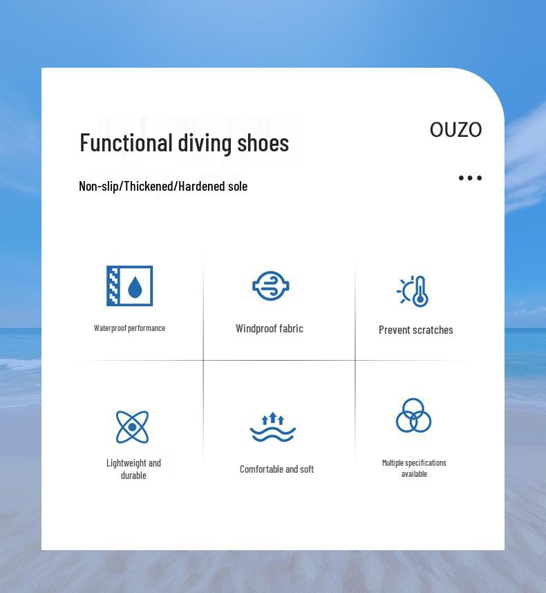 OUZO 5 mm Höga Dykarstövlar - Slitstarka, Förtjockade för Snorkling, Canyoning, Surfing och Strandaktiviteter