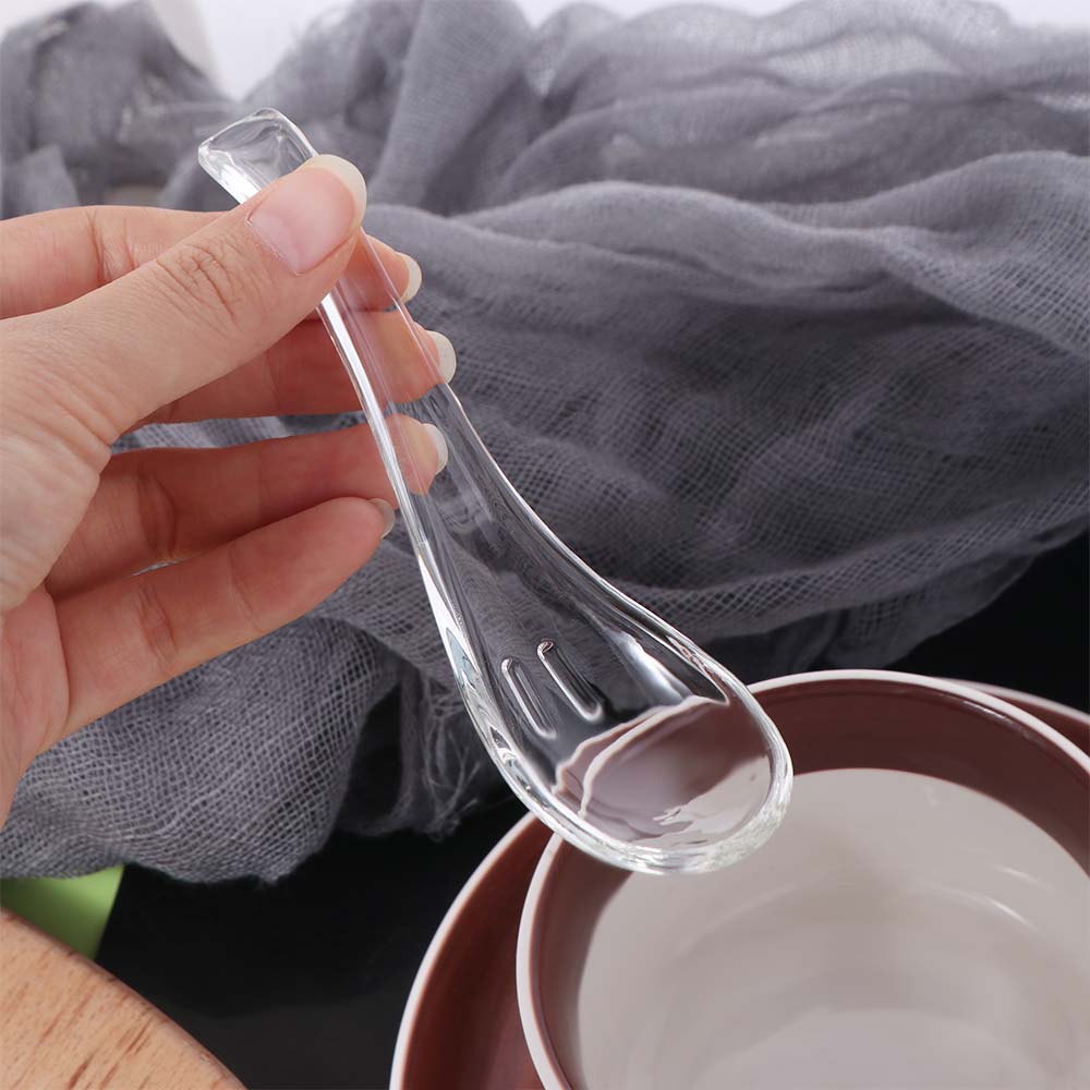 Exquisite Crystal Glass Spoon Transparent Dessert Teaspoons Easy To Clean Soup Spoons Hotel