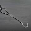 Trendy Gothic Crescent Pentagram Necklace with Black Beads Charm