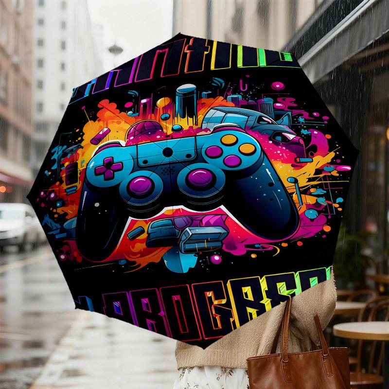 1pc Gaming Progress Pattern Umbrella Design Automatic Opening and Closing Umbrella, High-quality Travel Umbrella,  C1128220