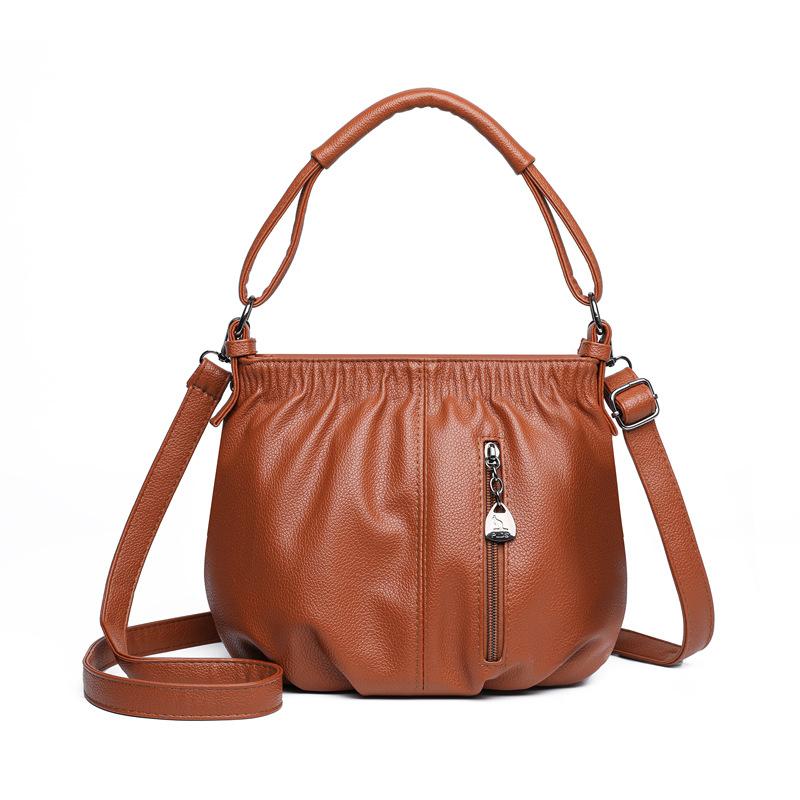 Modische Handtasche Damentasche Bucket Bag Achseltasche Lässig Weiches Ledergefühl Umhängetasche für Frauen mittleren Alters