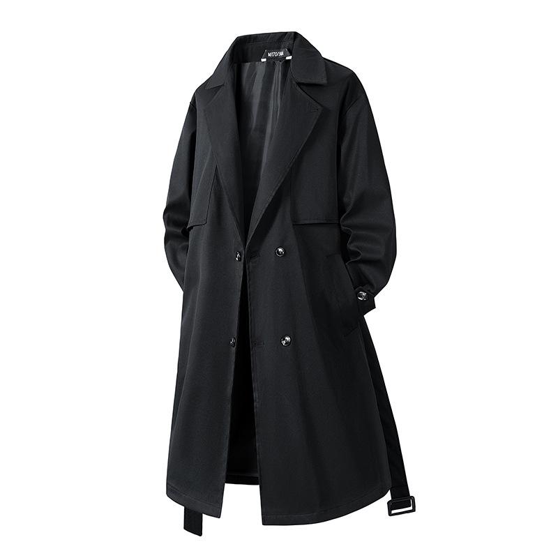 Gabardina para Hombre de un Solo Botón de Longitud Media con Cinturón Estilo Inglés Ligera Vintage Casual Ropa de Abrigo
