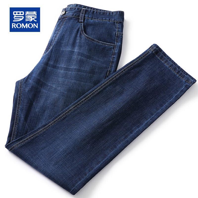 ROMON Men's Summer Loose Straight Stretch Jeans