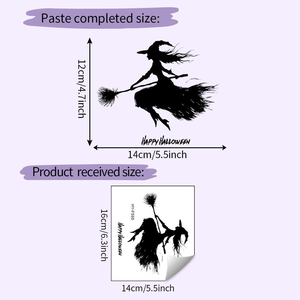 Halloween Black Broom Riding Witch Decoration Paste Painting For Wall And Car