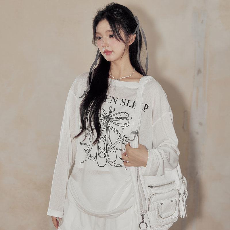 Summer New Pure Desire Style Spicy Girl Long Sleeve T-shirt Women's Thin Sunscreen Cover Shirt Slimming and slimming Unique Versatile Top