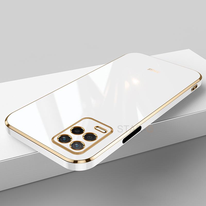 Luxury Plating Gold Frame Phone Case On For Oppo Realme 8 Pro 4g Realme8 8pro Soft Silicone Tpu Back Cover