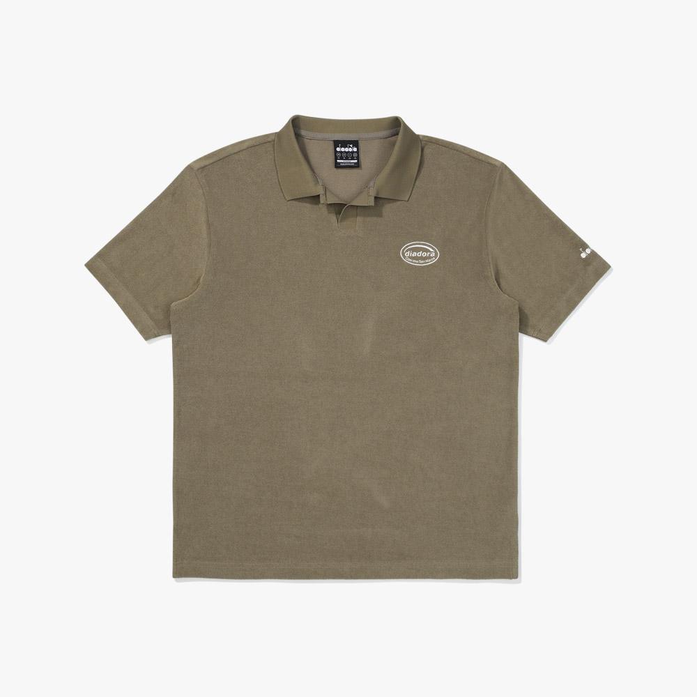 diadora Terry Collar Short Sleeve T-Shirt Khaki