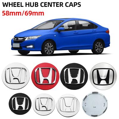 4PC 58MM/69MM Car Wheel Center Hub Caps Badge Stickers For Civic Fit Jazz Accord CRV HRV City Odyssey Passport Pilot Vezel