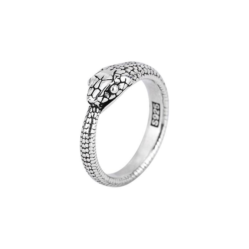 925 Sterlingsilber Vintage Schlange Tier Thailändisches Silber Damen Fingerringe Handaccessoires Schmuck für Frauen Geburtstagsgeschenke