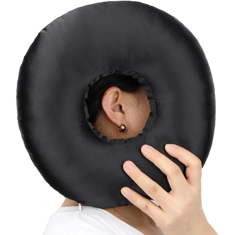 

Ear Piercing Pillow For Side Sleepers O Shaped Ear Guards Pillow With Ear Hole For Home Travel For Pain Ear Pressure Sores чорний