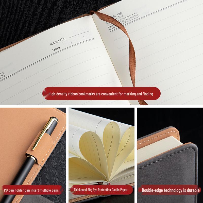 A5 PU Leather Buckle Notebook - Business Office Meeting Record Book (Custom Logo Available)