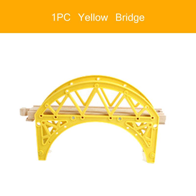 Wooden Train Station & Car Garage Toy Beech Wood Railway Bridge Compatible with All Major Track Brands