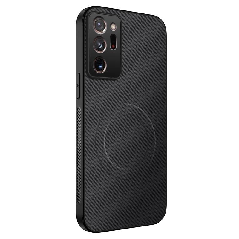 Carbon Fiber Wireless Charging Magnetic Cases For Samsung Galaxy Note 20 Ultra Lens Protection Silicone Soft Cover Phone Case