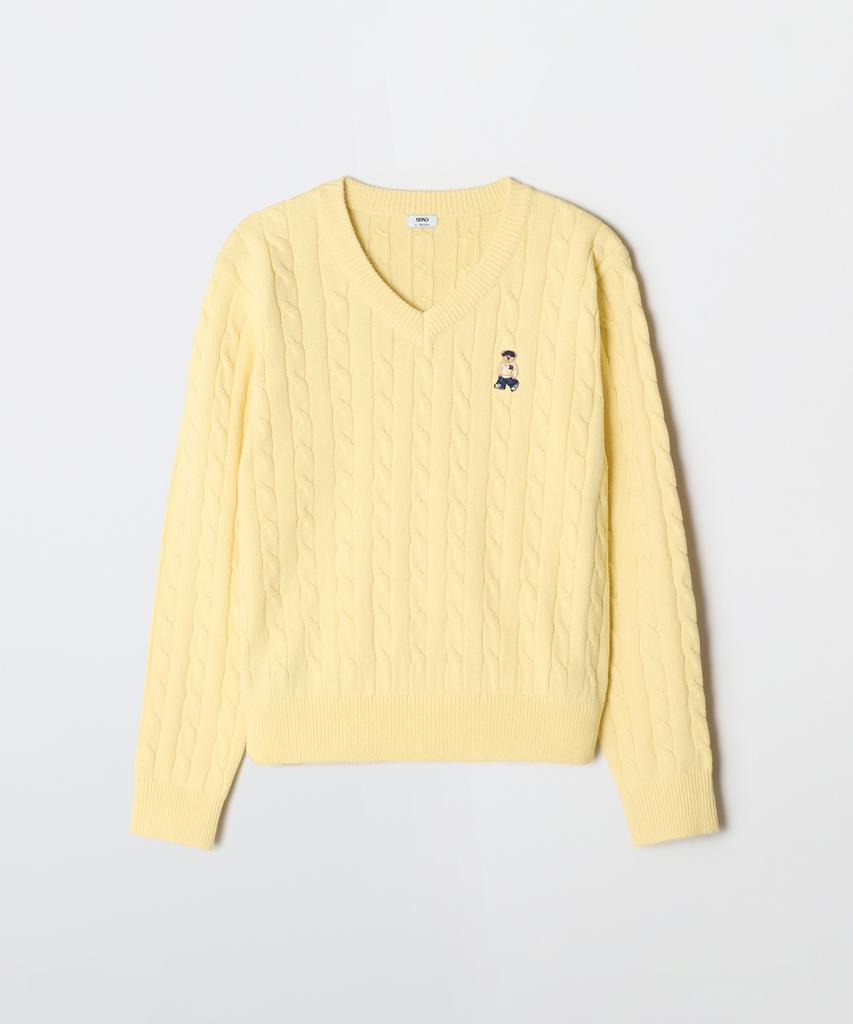 Seupao (Woody) Cable V-Neck Sweater_Spkwg12G50