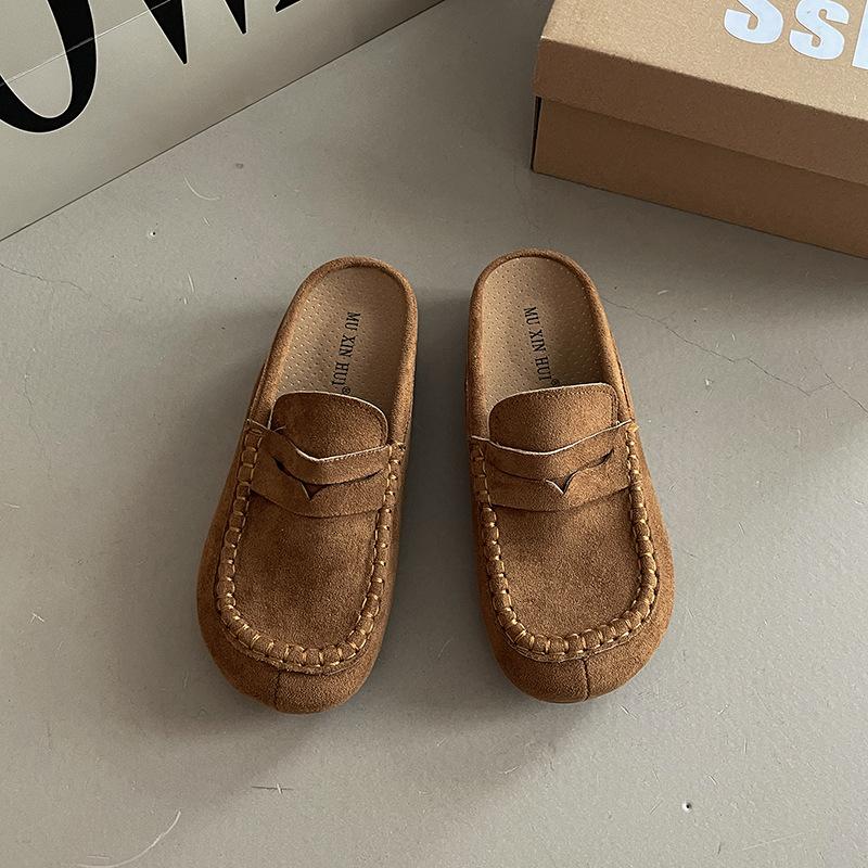 Frosted Comfortable Suede Bag Head Slippers Casual Muller Shoes Autumn and Winter Fashion Retro Style Lazy Girl Birkentow