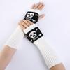 Winter Warme Fäustlinge Strick Fingerlose Armstulpen Warme Fahr-Armstulpen Totenkopf Dehnbar Weiche Handschuhe Halloween Kostüm