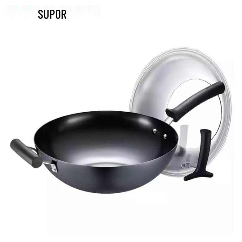 SUPOR 32cm Non-Coated 304 Stainless Steel Wok