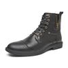 Men's British Style Winter Leather High-Top Boots for Casual Outdoor Workwear