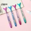 Macaron Color Office Supplies 4PCS Mermaid Fish Tail Gel Pens Set, Gradient Transparent Barrel And Glossy Aesthetic Fin Decor, Smooth Writing