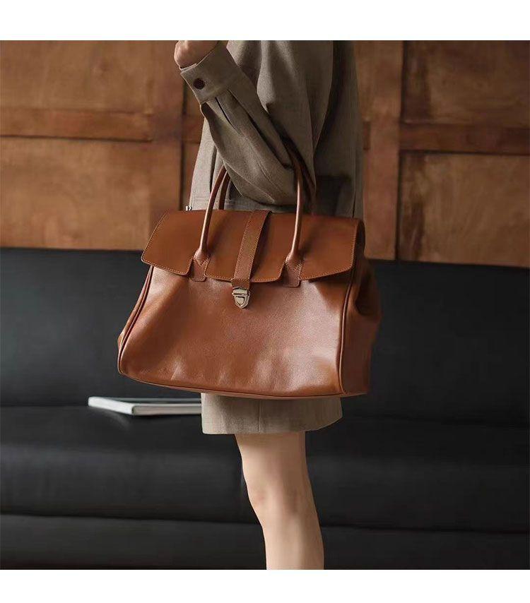 New Style Handheld Tote Bag For Women Genuine Leather Retro Large Capacity Casual Top Layer Cowhide Tote Bag