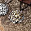 Never Fade Vikings Compass Necklaces Gold Color Stainless Steel Norse Rune Trident Pendant Vegvisir Amulet Vintage Jewelry Gifts