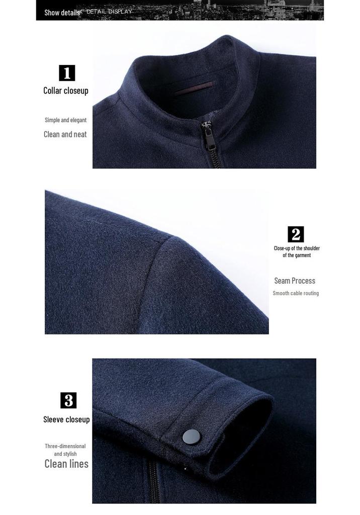 Men's Wool Coat - 2026 Stand Collar, Casual Business Style, Thick, for Middle-aged & Dad's Wear