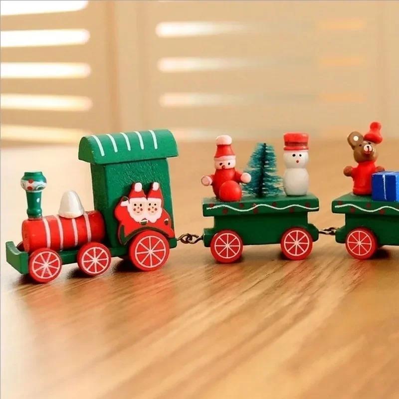 Christmas Wooden Crafts Decorations Small Train Decorations Children's Christmas Surprise Gifts Tabletop or Room Decorations