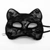 Halloween Lace Mask Half Face Female Masquerade Cosplay Animal Cat Face Black Mask