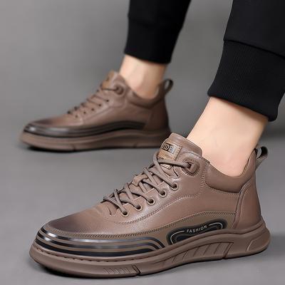 Genuine Leather Men's Shoes Luxury Brand Casual Shoes Lace Up Mens Sneakers Italian Breathable Tenis Sport Shoes Skateboard Shoe