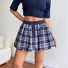 2026 Y2K Plaid Floral A-Line Skirt: Women's Elastic Waist Summer Short Skirt