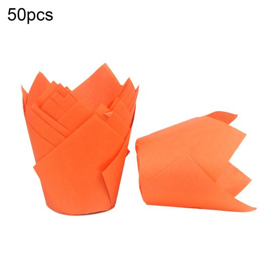 50 Stück Tulpen Muffin Blume Form Becher Einwegpapier Feiertagsparty Cupcake Förmchen Küche