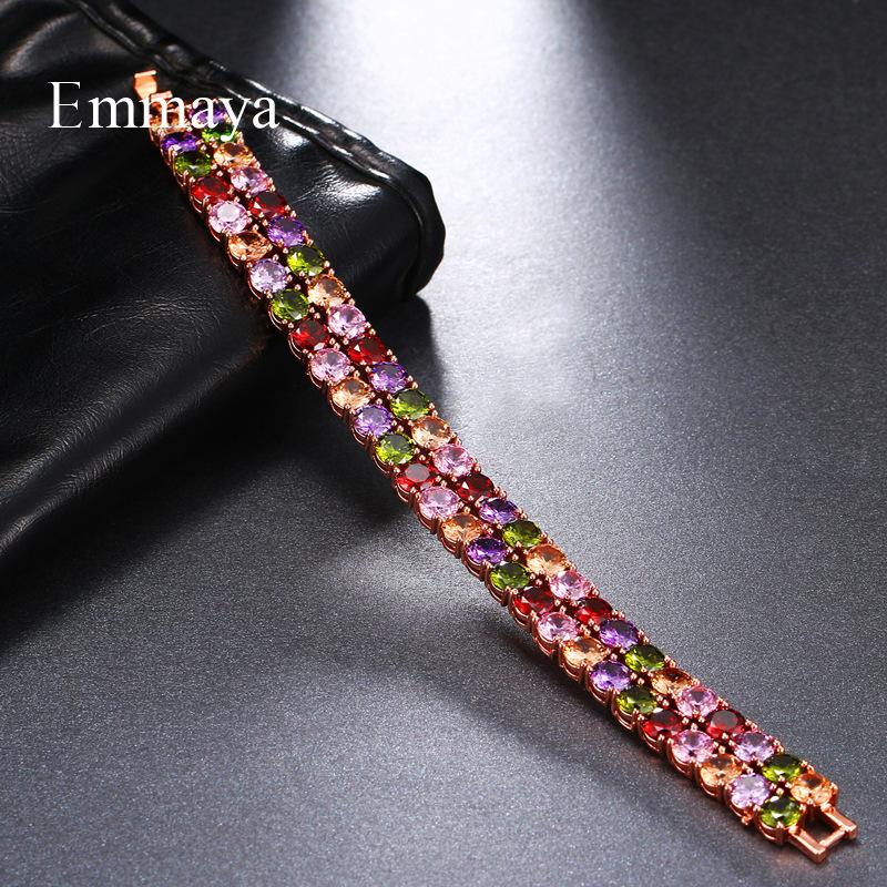 Fashion Colorful Zircon Bracelet Series for Women, Micro Paved Zircon Luxury Jewelry