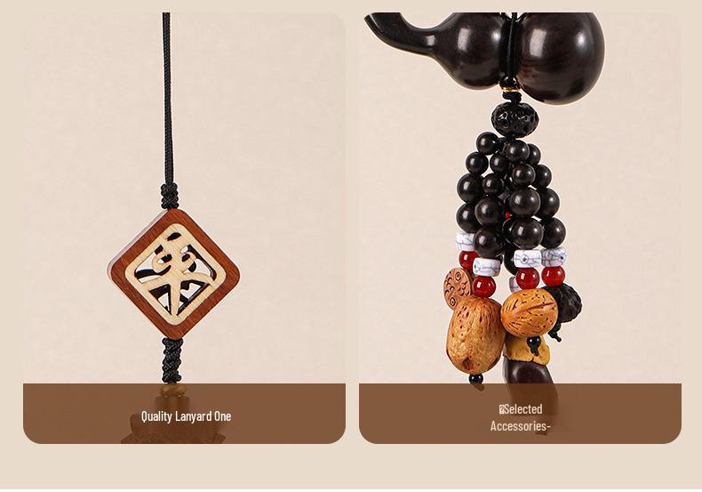 Peace Fortune Sandalwood Bodhi Gourd Pendant - Creative Luck Charm and Car Accessory