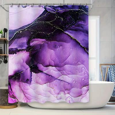 Luxury Marble Shower Curtain Purple Gold Waterproof Fabric Printed Bath Decor Home Decoration Custom Size Available