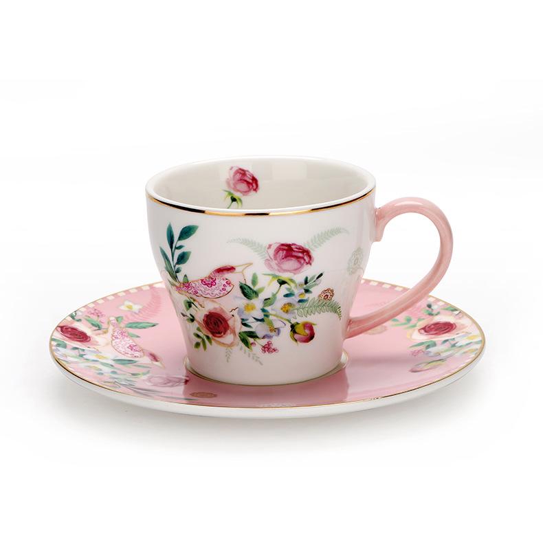 Farorui Shi Korean Afternoon Tea Set: Mug, Coffee Cup, Western Dinner Plate, Teapot, Sugar & Creamer, Small Bird Design.